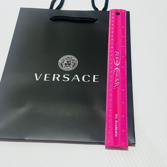 12”x9.5”x4.25” Versace Authentic Black Shopping Paper Bag Gift Tote Small - Picture 2 of 4